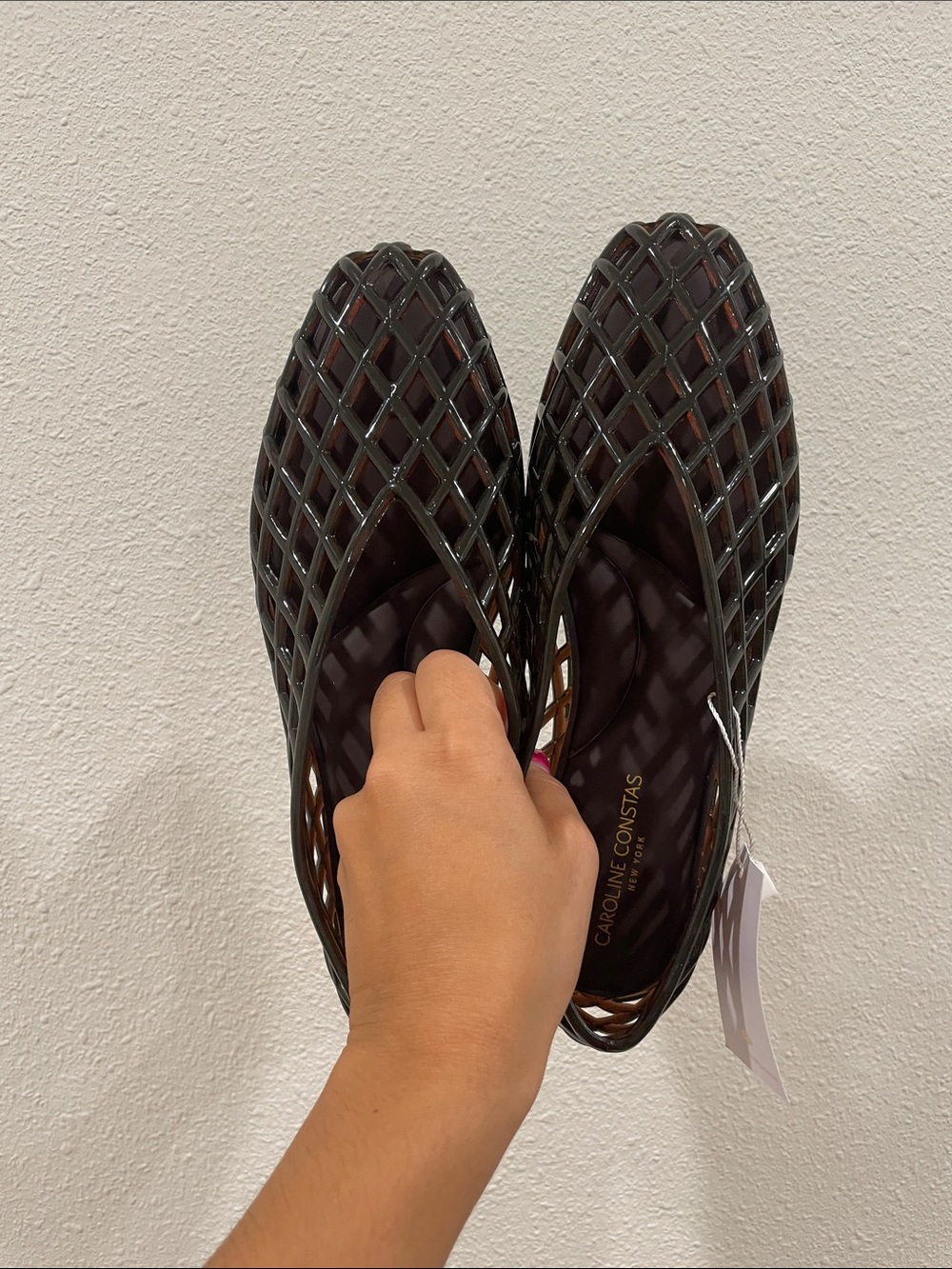 NWT Caroline Constas Dark Brown Lattice Ballerina Flats Size 7 Trendy - Picture 4 of 8